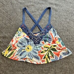 Hollister Studded Floral Crop Cami Women's Small Indie Sleaze 2010's Boho Lace